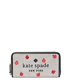 Kate Spade Ella Apple Toss Embroidered Large Continental Zip Wallet Black Multi