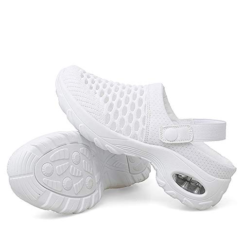 Image of Trsorini Mules Clogs for Women Summer Air Cushion Platform Mesh Mules Sneaker Sandals for Female Lightweight Beach Shoes Outdoor Slippers Walking Shoes