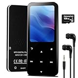 144GB MP3 Player, Bluetooth 5.2 Music Player, HiFi Sound Digital Music, Built-in HD Speaker, FM Radio, Voice Recorder, Earphones Included, MP3 Player for Friends, Kids, Students, Seniors (Black)