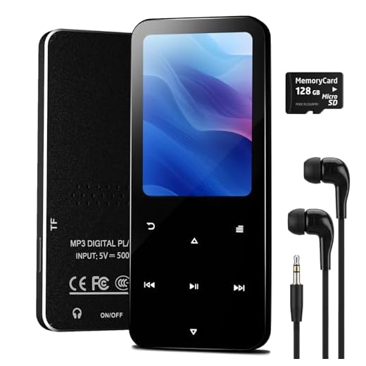 144GB MP3 Player, Bluetooth 5.2 Music Player, HiFi Sound Digital Music, Built-in HD Speaker, FM Radio, Voice Recorder, Earphones Included, MP3 Player for Friends, Kids, Students, Seniors (Black)