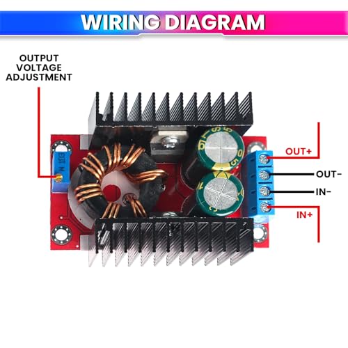 Image of amiciSmart 150W DC to DC Converter - 10A Adjustable Step-Up Boost Converter, 10~32V Input to 12~35V Output, High-Efficiency Power Supply