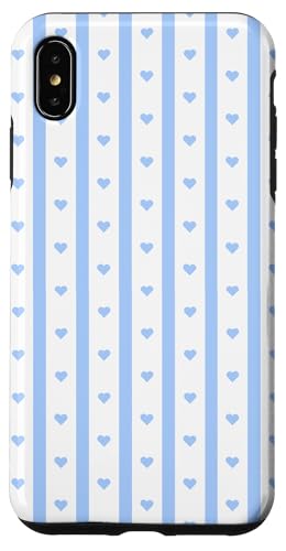 Light Blue Stripes and Hearts Summer Preppy �X�}�z�P�[�X iPhone XS Max �p