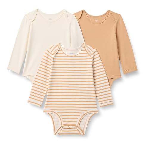 Image of Amazon Essentials x Sofia Grainge Unisex Babies' Cotton Long Sleeve Crew Neck Bodysuit, Pack of 3