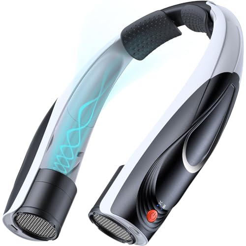 Tomatofrydan Nackenventilator, 6000 mAh Tragbarer Persönlicher Lüfter,6 Geschwindigkeiten,Ventilator Hals Tragbare mit 360°Cooling Luftstrom Hände frei Persönlicher USB Ventilator (Schwarz Weiß)