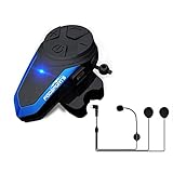 Fodsports Intercomunicador Casco Moto BT-S3 Bluetooth Cascos Moto Telefono Radio FM Impermeable Bluetooth Intercom Headset con tipo C (1 Packs of Hard Headphone)