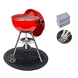 27” Round Under Grill Mat with 2 Grill Cleaning Bricks Felt Mat for BBQ Grill Charcoal Grill Desk...