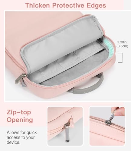 Image of MoKo 13 Inch Tablet Sleeve Bag Carrying Case with Shoulder Strap Handle | Fits iPad Pro 13-inch M5, iPad Air 13-inch M4 /M3, iPad Pro 12.9 M2 /M1 and Galaxy Tab S8+ /S9+ 12.4, Pink