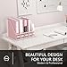 DALTACK Desk Organizers Metal Magazine File Holder with 5 Vertical Compartments Folder Storage Binder Organizer for Office Home School Organization, Pink Plus