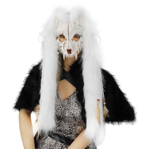 Masque de renard viking halloween femme loup mystérieux sans maquillage inconfortable
