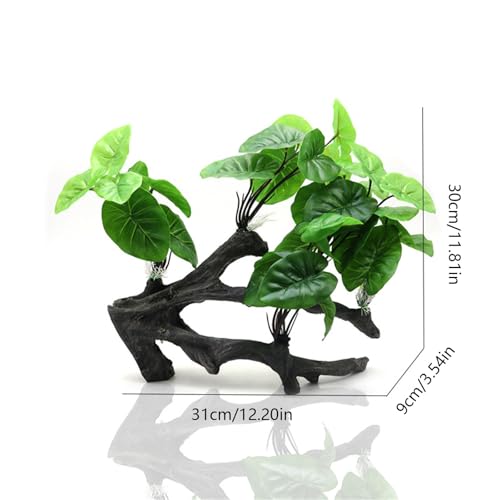 Plante artificielle pour aquarium évitant les algues sur bois flotté stable - 7