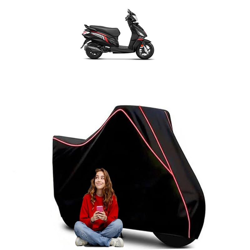 Image of Maestro 110cc Scooty Bike Cover Water Resistant Outdoor Use Universal Fit Scooters Motorcycles Heavy Duty UV Protection Dust Rain Scratch Resistant Elastic Bottom Black Blue Piping