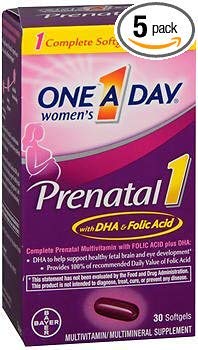 One A Day Women's Prenatal 1 Multivitamin/Multimineral Supplement - 30 Softgels, Pack of 5