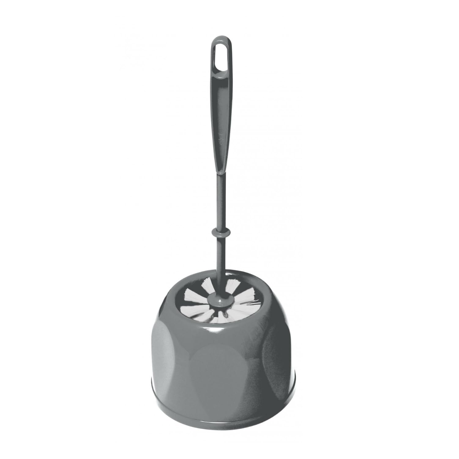 HOMESHOPA 1 Pack Grey Round Toilet Brush with Holder, Soft Flexible Bristles, Deep Clean Bathroom Accessory with Durable Plastic Handle, Hygienic Household Essential