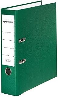 Amazon Basics Lever Arch File - PP Cover, Spine Pocket, FSC Certified, Spine Width 80 mm, Green, 1 Piece