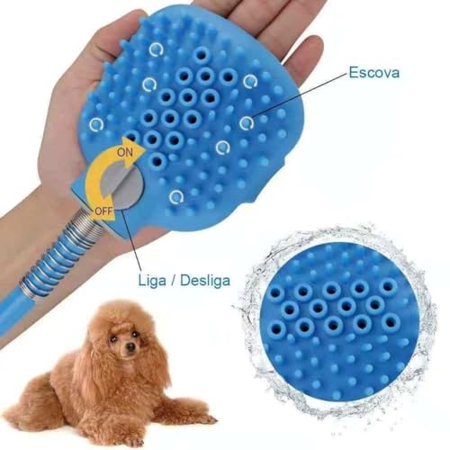 Mangueira Para Banho Ducha Pet Cachorro Cão Com Luva Escova Massageadora