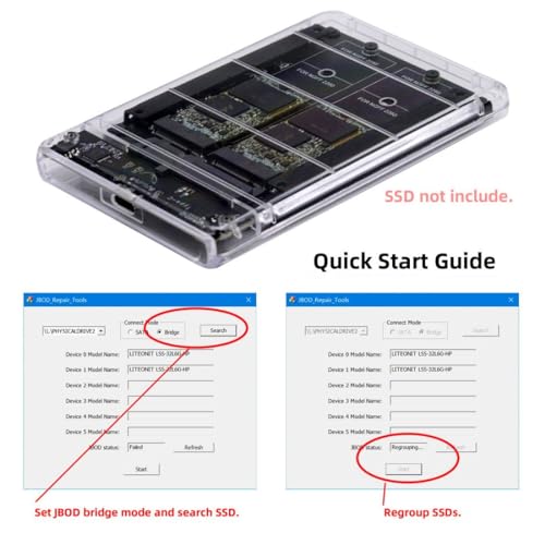 Adaptador Combo JBOD SSD M.2 NGFF SATA 2 en 1 con Caja USB C 2.5" miniatura 5