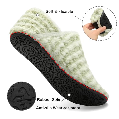 Image of Fires Womens Mens Slippers with Rubber Sole Soft-Lightweight House Slipper Socks Around House Shoes Non Slip Indoor /Outdoor