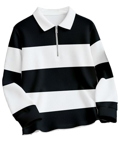 Image of Mens Stylish Half Zip Tshirt, Texture Striped Casual T-Shirt for Men, Formal Collared Neck Full Sleeves T-Shirt for Boys