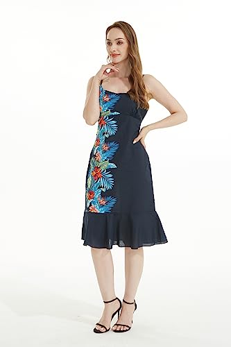 Image of Matchable Family Hawaiian Luau Men Women Girl Boy Clothes in Orchid Paradise Navy