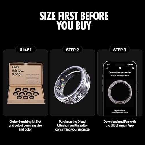 Image of ULTRAHUMAN Diesel Ring I Fashion of The Future | Industrial Design Meets Performance I Size First | Smart Ring Activity Tracker for Men & Women | Actionable Health Insights | (Cryo, 6)