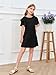 Haloumoning Girls Ruffle Sleeve Dresses Kids Summer Crewneck A Line Casual Dress 5-14 Years Black