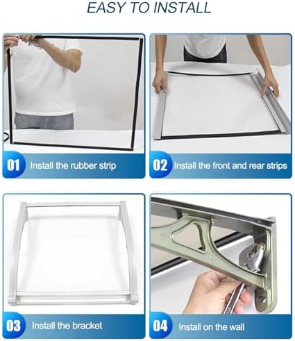 Outdoor Patio Awning 60x120cm - Durable Polycarbonate Canopy for Rain, Snow & UV Protection - Weather-Resistant Door & Window Shelter for Porch & Exterior Use