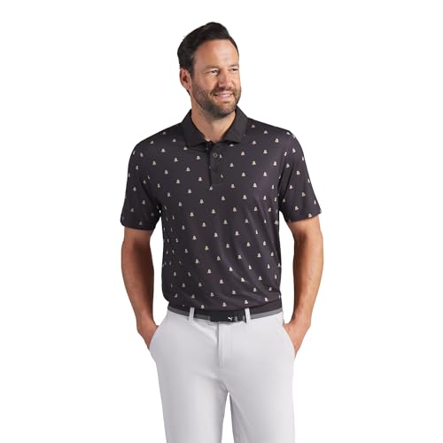 PUMA X Volition Liberty Mens Golf Polo Shirt Puma Black-Ice Coffee XL