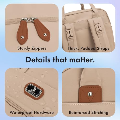 Image of Dikaslon Diaper Bag Backpack with Portable Changing Pad, Pacifier Case and Stroller Straps, Large Unisex Baby Bags for Boys Girls, Multipurpose Travel Back Pack for Moms Dads, Milk Tea Khaki