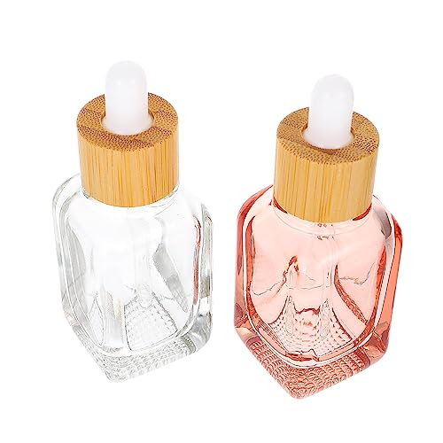OATIPHO 2 Piezas Botellas de Vacías de Vidrio con Goteros para Aceites Esenciales y Cosméticos Recargables y Portátiles Transparente