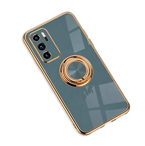 Jacyren Funda para Huawei P40 para Huawei P40, funda protectora para Huawei P40, carcasa de silicona TPU ultrafina, soporte magnético para coche, soporte de dedo de 360 grados, funda anticaída., gris,