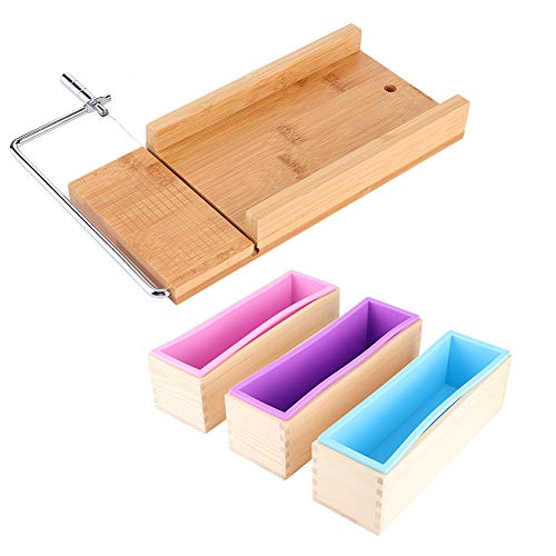 Molde de silicona para pan de 1200ml con caja de madera de soporte y cortador 3