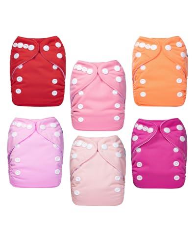 Image of ALVABABY Newborn Cloth Diapers - 6pcs Covers with 12 Inserts, Less Than 12lbs Baby Girl
