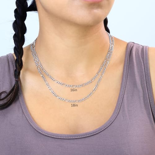 Nuragold 10K Real White Gold Solid Figaro Link Chain Necklace 16"-30" (2.25mm-6.5mm) Italian Jewelry for Men & Women4