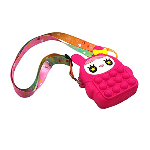MIEAHORY Bolsa de hombro para juguetes para la ansiedad, para niña, linda, cartera de dibujos animados, con burbujas, mini monedero, suministros escolares para niños (rojo, talla única) Cover