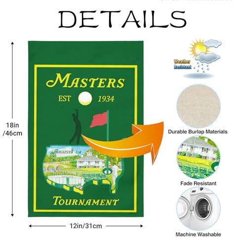 Eychsu Ma-sters Golf Garden Flag golf flag Garden Flags Home Decoration Flags Outdoor Decor Yard Patio Lawn House Holiday Decor Flag 12x18 Inches