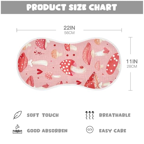Baby Burp Cloths, Soft Absorbent Burping Cloths for Babies, Cotton Milk Spit Up Rags, Large Size for Newborns, Baby Boys and Girls (Red Mushroom Pattern)4
