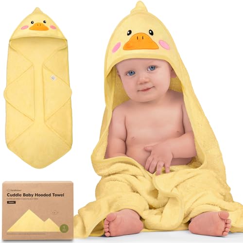 Image of KeaBabies Hooded Baby Towel for Newborn - Viscose Derived from Bamboo Large Baby Bath Towels with Hood for Boys, Girls, Toddler, Extra Absorbent & Soft Newborn Bath Essentials (Duck)