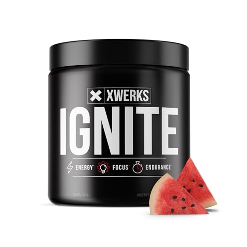 Xwerks Ignite Pre Workout Powder for Men and Women Natural Preworkout Energy Drink Powder Gluten Free Keto Formula for Endurance Stamina and Workout Focus 150 mg Caffeine 30 Servings Watermelon