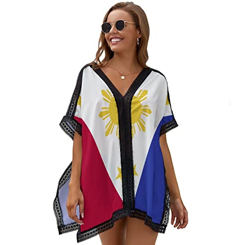 TAIZIYEAH Elegant Casual Philippines Flag Beach Swim Cover for Women Girl's Summer Sun Beach One Size