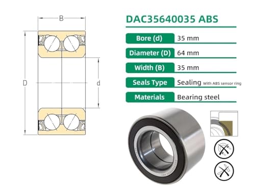 Roulement de roue ABS étanche DAC35640035 double rangée de billes - 7