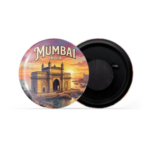 Image of dhcrafts Fridge Magnet Multicolor Maharashtra Mumbai Glossy Finish Design Pack of 1 (58mm)