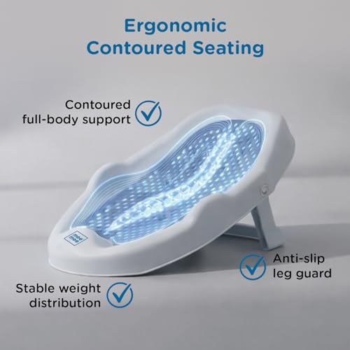 Image of Mee Mee Mini Spa Baby Bath Chair with Spine Support Gel Shield & Adjustable Recline | Anti-Skid Base, Quick-Drain Mesh, BPA-Free Ergonomic Bath Seat for Newborns & Infants, Portable Design