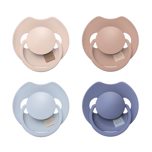 Difrax LOVI Sucette Dynamique 0 à 6 Mois - Bundle Beige, Marron, Bleu Clair & Marine - 4 Pièces - Sans BPA