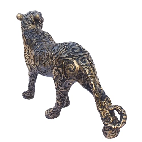 Luxury Leopard Sculpture in Black Resin with Gold Accents | Decorative Animal Statue for Home & Office | Symbolic Wildlife Decor - Strength, Power & Self-Reliance (Lookout Leopard) — photo — 6 of 9