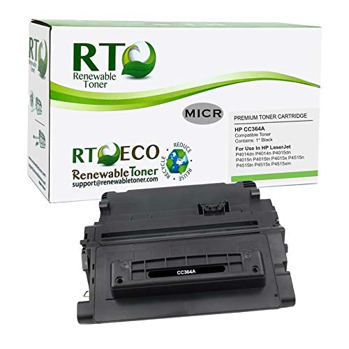 Renewable Toner Compatible MICR Toner Cartridge Replacement for HP CC364A 64A Laser Printers P4014 P4015 P4515 Renewable Toner Compatible MICR Toner Cartridge Replacement for HP CC364A 64A Laser Printers P4014 P4015 P4515
