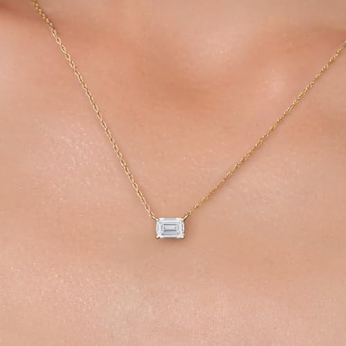 Gem Stone King 10K Yellow Gold 6X4MM Emerald Cut Gemstone Birthstone Pendant Necklace For Women | Gold Necklace for Women | 18 Inch Rope Chain | Fine Jewelry Gifts for Her Mom Wife - Image 4