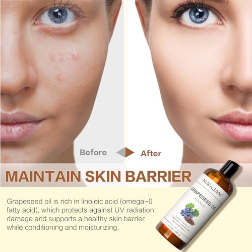 MAYJAM Pure Grapeseed Oil for Skin,Hair Cuticles and Face 16 Oz 473ML Cold Pressed Hexane Free Natural Moisturizer Grapeseed Carrier Oil for Essential Oils Facial Oils for Gua Sha Massage Hydrating - Thumbnail 4