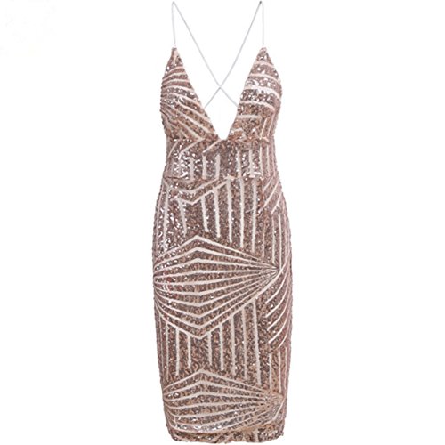 Robe hanche or avec Col V profond pour vos soirées de gala