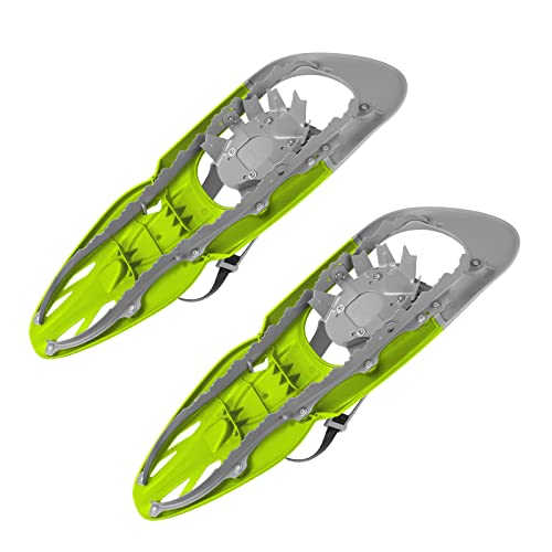 Foto von ALPIDEX Schneeschuhe mit Stöcke 25 oder 29 Inch Schnellverschluss Bindung Schuhgröße 38-46 bis 140 kg Steighilfe Tragetasche Teleskopstöcke, Farbe:Lime Green, Größe:25 Inch
