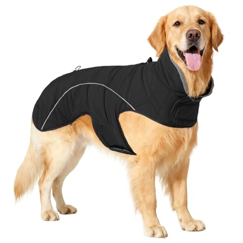 Chamarra de invierno para perros grandes 2XL negra y chaleco impermeable 2